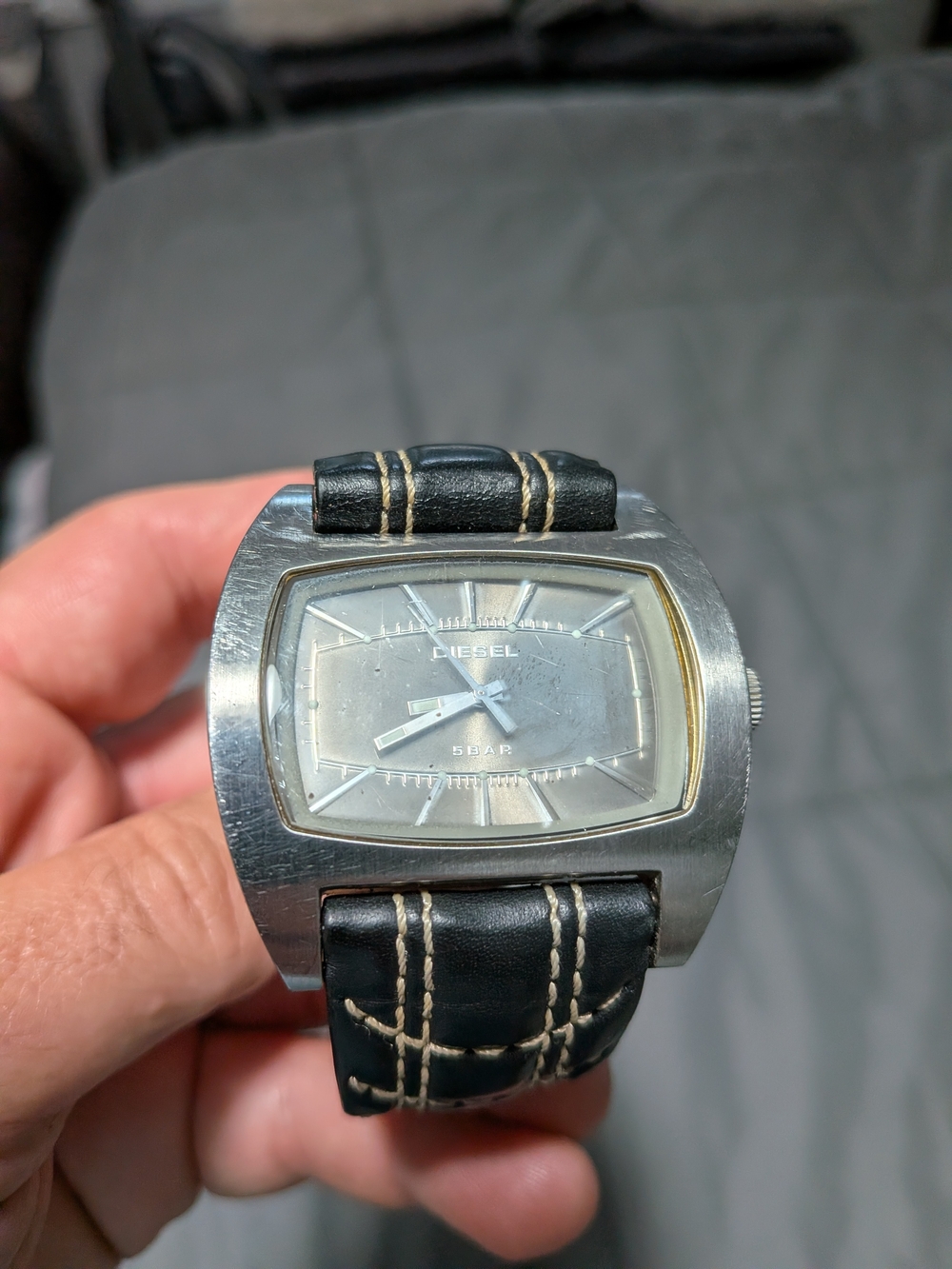 Diesel Men’s Black Leather Strap Wristwatch